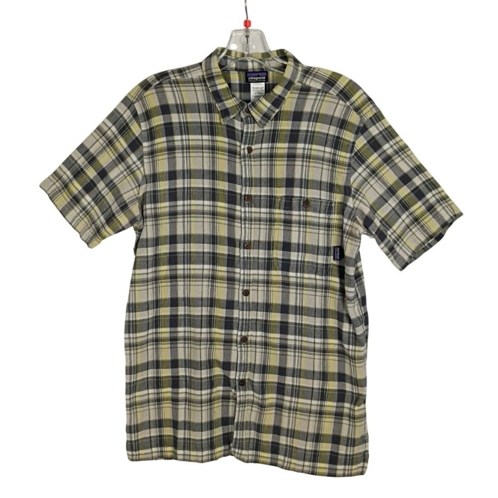 Patagonia Men's Organic Cotton Shirt Light Weight‎ Crinkle Sz L Plaid Multicolor
